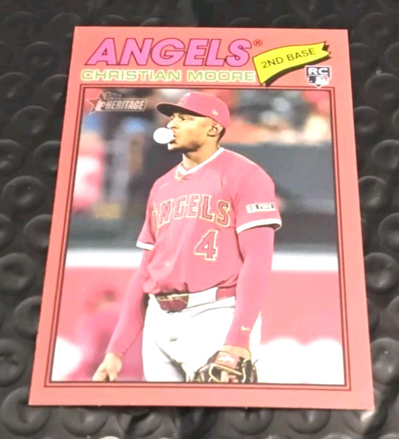 2026 Topps Heritage #249 Christian Moore RC Red Border Los Angeles.         H158