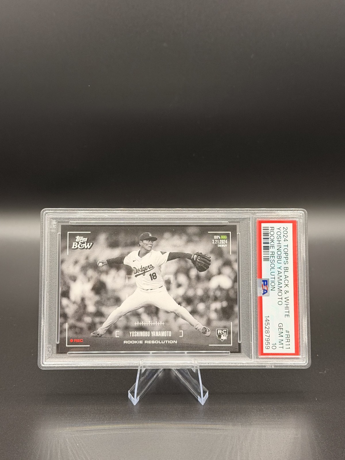 2024 Topps Black & White Yoshinobu Yamamoto Rookie Resolution SP PSA 10 #RR11