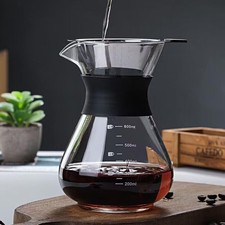 Pour Over Coffee Maker Glass Hand Drip Coffee Brewer Set with Permanent Filter 