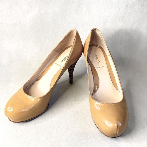 FENDI High Heel Pumps Enamel US 5.5 UK 4 EU 35 Brown Good condition Authentic - Picture 2 of 24