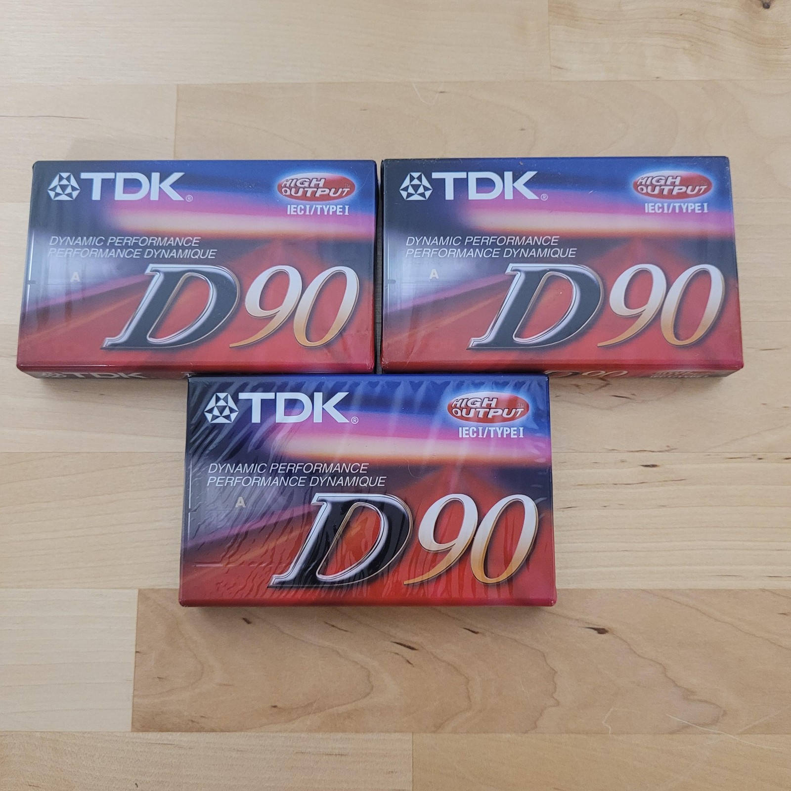TDK D90 Red Sealed High Output Blank Audio Media Lot 3pc Jewel Case Mint