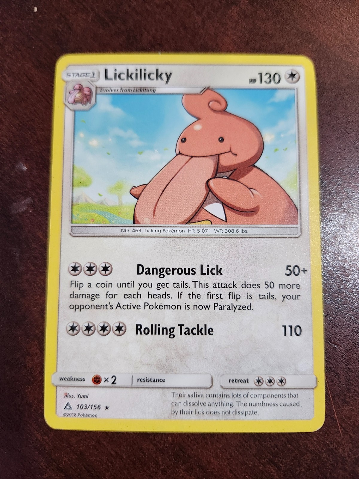 2018 POKEMON CARD - LICKILICKY - STAGE-1  103/156 NM