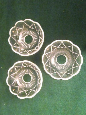 3 VTG 4'' Bobeche 2 Pins Holes  Crystal Chandelier Parts  1 center Hole