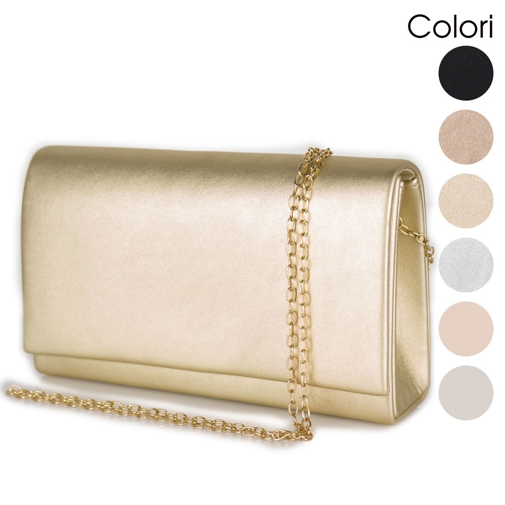 EVEOUT Pochette Da Donna In Pelle Sintetica Con Catena, Clutch Da Sera Per Matrimonio E Festa, Borsa A Tracolla, 26x14x4,5 Cm