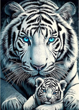 White Tiger Diamond Painting Kits for Adults, 5D Diamond Painting Animal Diamond