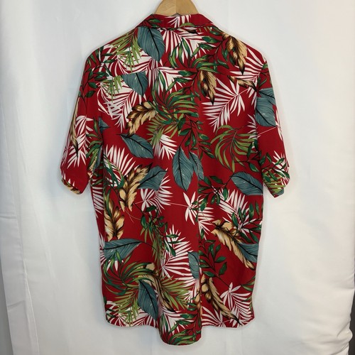Men's Hawaiian Tropical Aloha Red Magnum PI Button Shirt Italy Design Size L - Picture 9 of 11