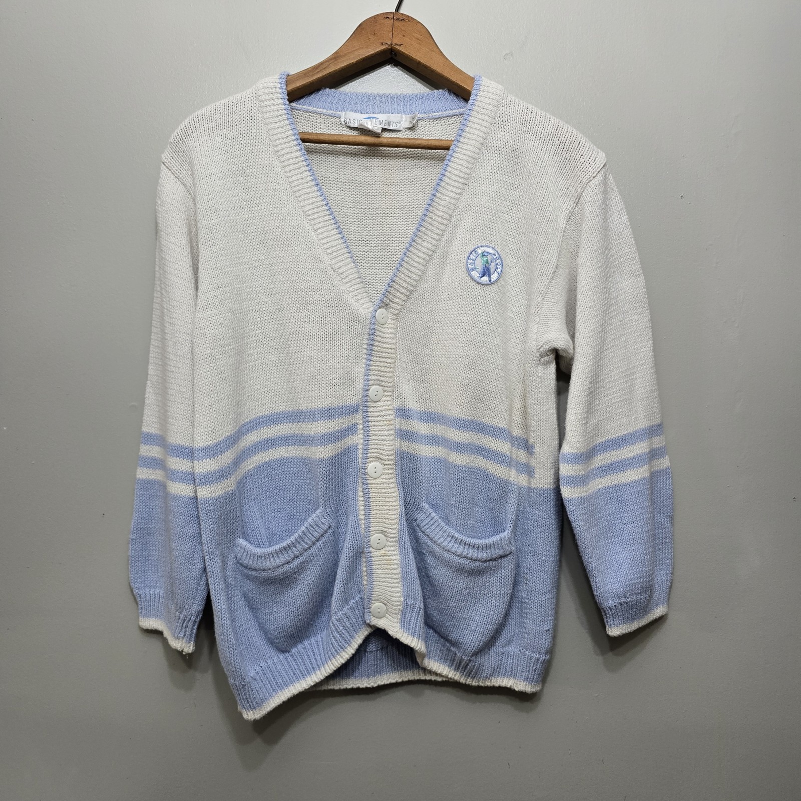Basic Elements Golf Knit Sweater Cardigan White K… - image 2