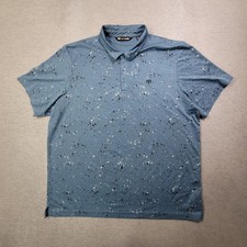 Travis Mathew Polo Shirt Mens 2XL Blue Paint Splatter Golf Casual Logo