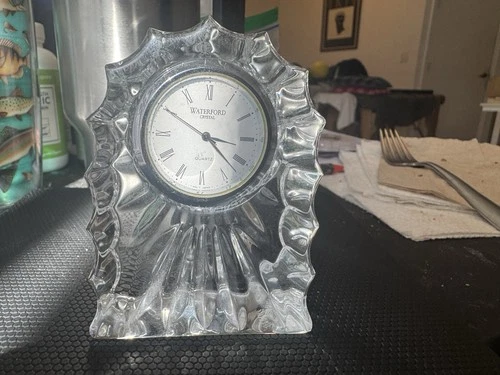 VINTAGE WATERFORD CRYSTAL SMALL DOME SHELF OR DESK CLOCK WORKS WELL & SIGNED