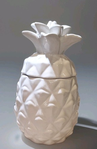 Sand and Fog Pineapple Coconut Candle In White Porcelain Shaped Jar Two Wicks