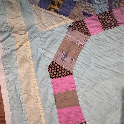 Edredón anillo octágono vintage cosido a mano años 40 74”x 70” tamaño completo - Imagen 5 de 7