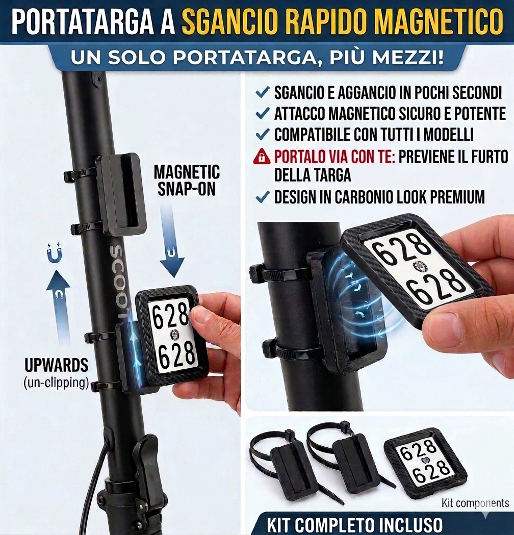 Porta Targa Universale Estraibile per Monopattino Elettrico