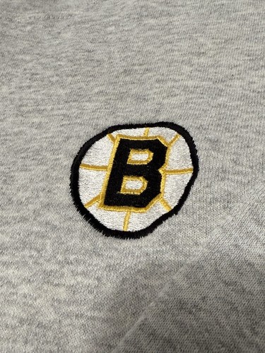 Vintage Tultex Boston Bruins Embroidered Logo Crewneck Sz Large L Made In USA - Picture 5 of 9