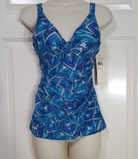 PROFILE BY GOTTEX Twist Front D-Cup Swimsuit Tankini Top Birds of a Feather 32D
