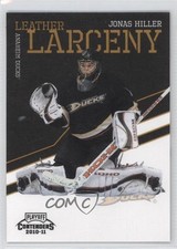 2010-11 Panini Playoff Contenders Leather Larceny Jonas Hiller #9 0f2