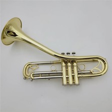 Brand Curved Bell Trumpet Bb Tune Brass Plated Professional Instrument w/Case--