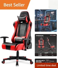 Red Faux Leather Gaming Chair with Adjustable Height, Reclining & Arm Support