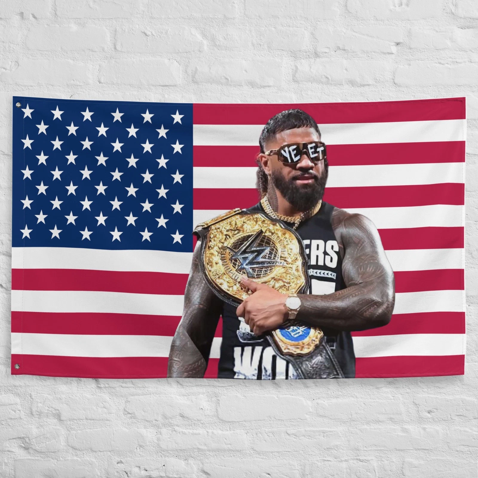 Jey Uso American Flag Tapestry – “Uso Pride” Wrestling Entertainment Flag