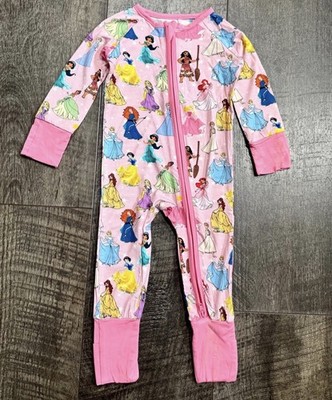 Baby Girl Disney Princess Print Bamboo zipper sleeper 3-6m