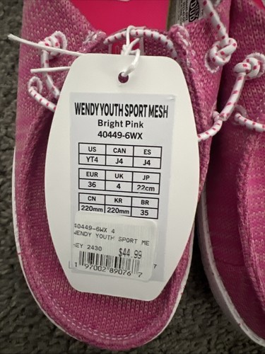 Neu im Karton Hey Dude Jugend Mädchen Wendy Sport Netz hellrosa Größe YT4 ~ #40449-6WX - Bild 4 von 6