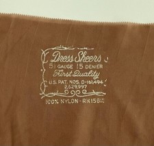 Vintage Dress Sheer Seamed Flat Knit Stockings 15 Denier 34 1/2 Inches Long
