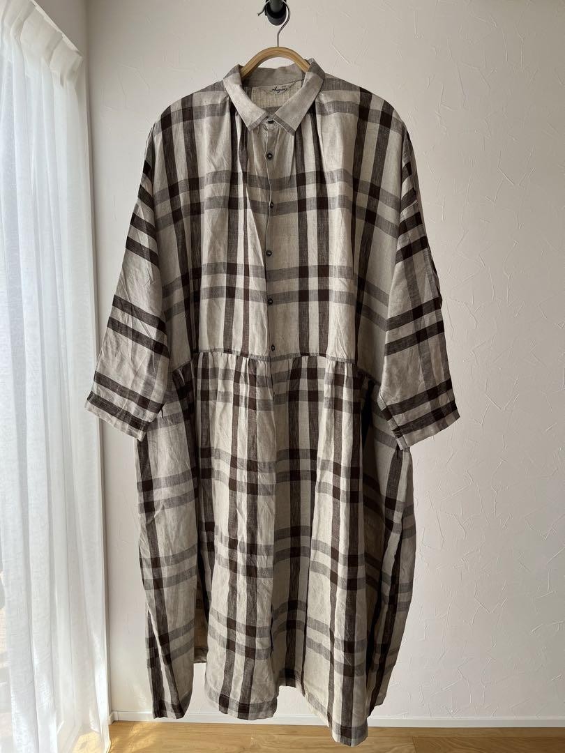 ICHI and Antiquites Check Pattern Linen Dress F/S from Japan