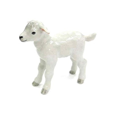 Northern Rose White Lamb - Home Decor Animal - Miniature Porcelain Figurine