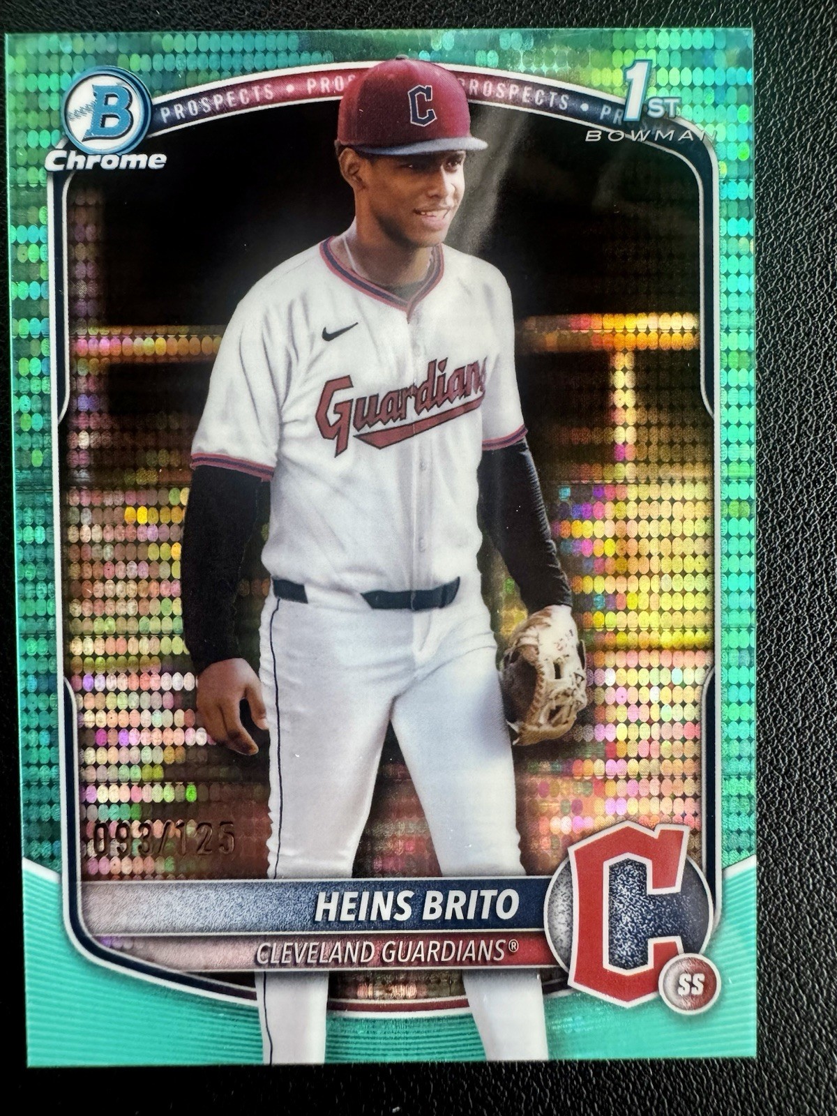 2025 Bowman Chrome Heins Brito #BCP-203 1st Aqua Hyper Prizm #93/125 Guardians
