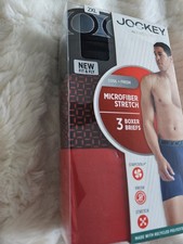 Jockey Activemicro Microfiber Stretch 3 pk Mens Boxer Briefs Sz. XXL Red / Black