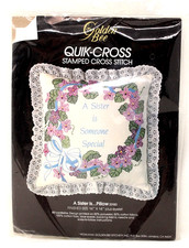 1984 GOLDEN BEE Stamped Cross Stitch Pillow Kit "A Sister Is.." 20180 NOS SEALED