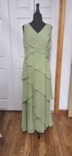 Jade by Jasmine Green Chiffon Sleeveless V-Neck Layered Maxi Dress Scarf