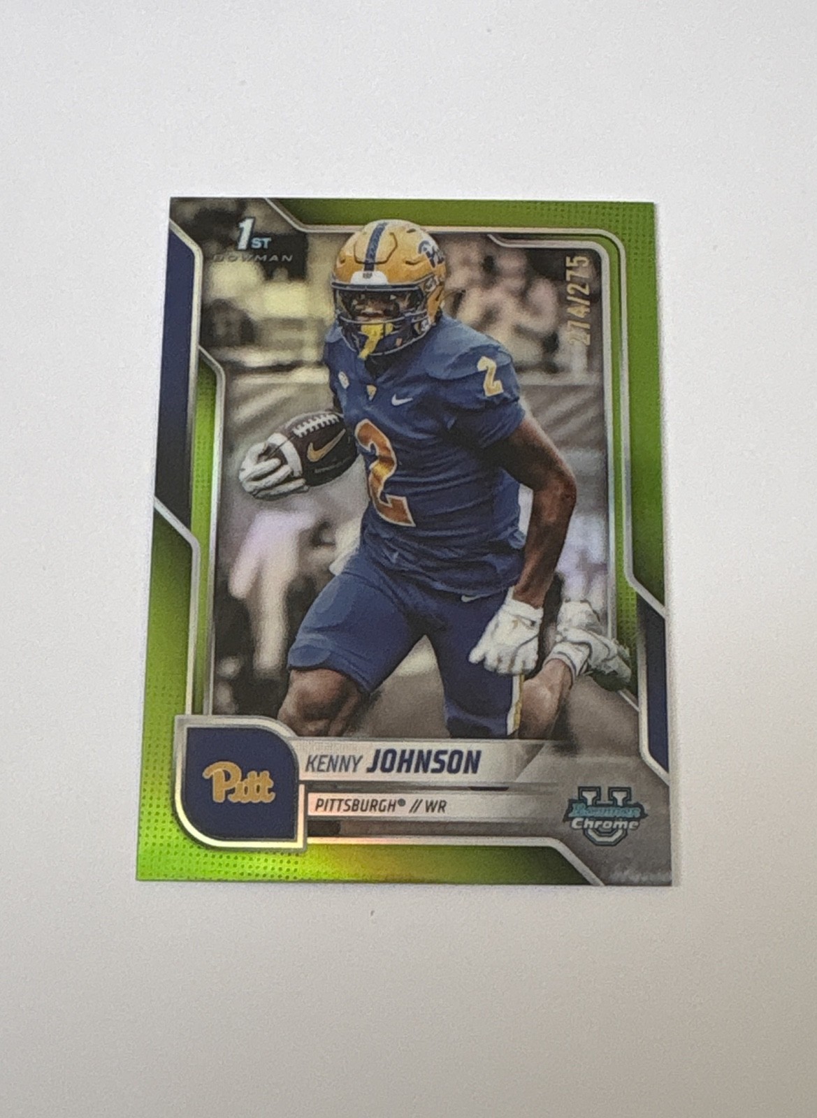 2025 Bowman University Chrome - Kenny Johnson #87 Lime Green Refractor /275 (RC)