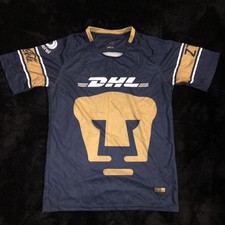Camiseta de fútbol Pumas UNAM para hombre pequeña azul dorada Pumas UNAM México