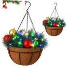 2 Pcs Christmas Hanging Basket for Outdoors, Christmas Porch Decor Ball Tree