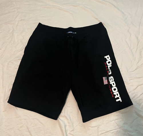 POLO RALPH LAUREN SPORT UOMO PANTALONCINO FELPA USATO NERO 3XLT