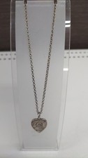[Used] Gucci Ghost Heart Pendant Necklace 925 Sterling Silver Chain Italy 46cm