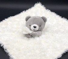 Carter's Just One You Gray Bear Baby Security Blanket Lovey White Swirls Clouds
