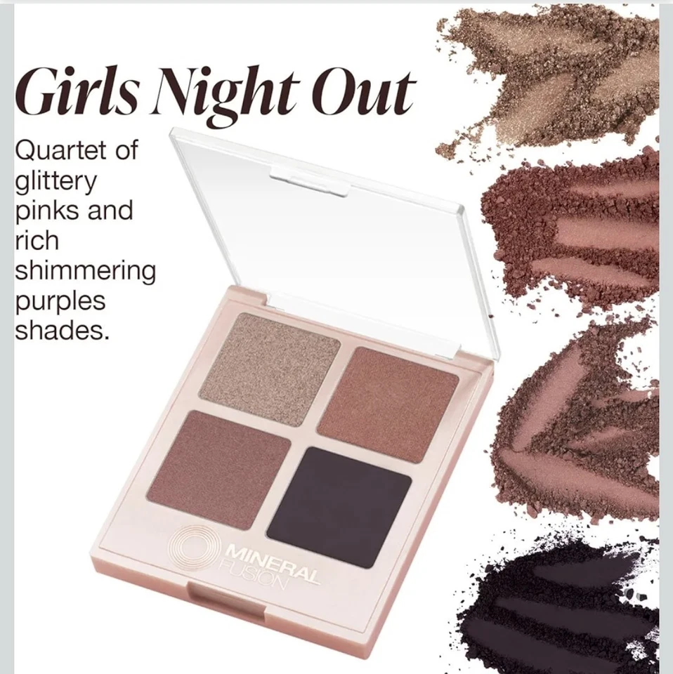 MINERAL FUSION Refillable Eyeshadow Quad In GIRLS NIGHT OUT *NEW* - Image 3 of 4