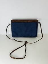 Esprit borsa a tracolla blu marrone ecopelle borsa donna usata LEGGI
