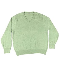 J.McLaughlin Cashmere Blend Sweater Mens Large Green V Neck Pullover Golf Soft