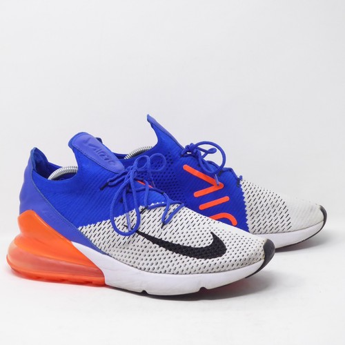 Nike Air Max 270 Flyknit Weiß Blau Orange Laufschuhe Turnschuhe Herren Größe 11
