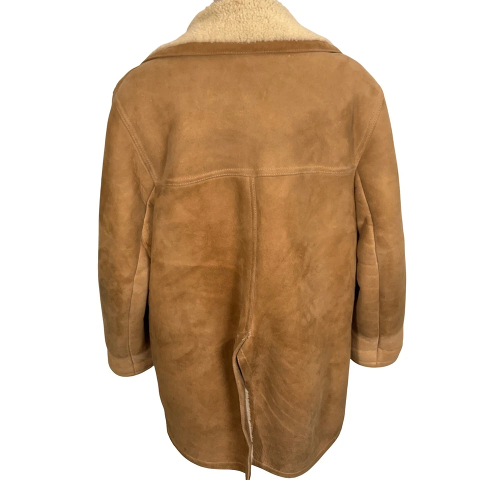 Vintage Shearling Coat  Mens 46 Brown Beige Suede USA Sawyer of Napa USA - Image 4 of 4