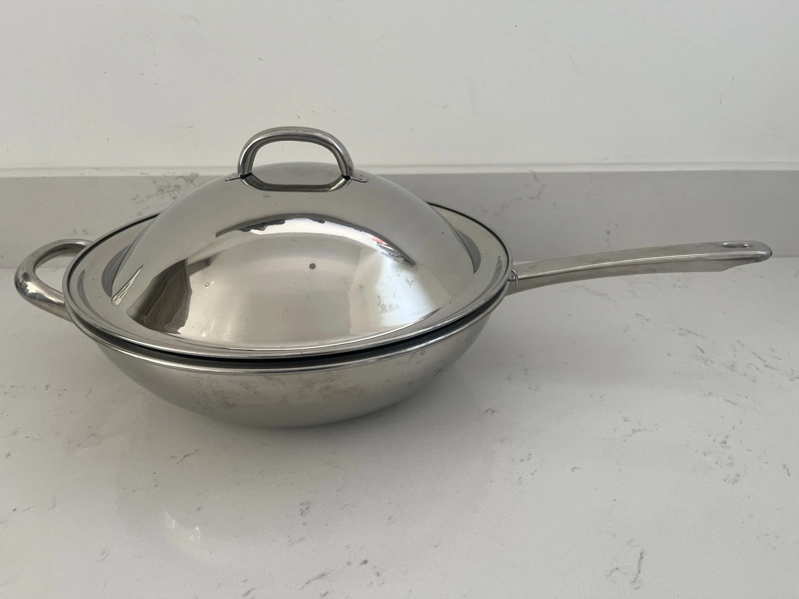 Meyer Stainless Steel Wok Lid Large 31cm Vgc Pan Thought For Food Flat Bottom