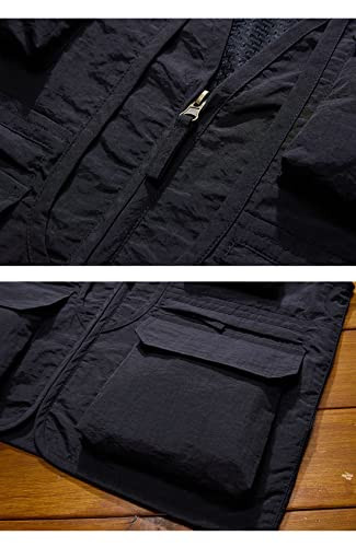 Men's Black Utility Fishing Vest Outdoor Summer Lightweight Work Medium Navy - Picture 3 of 4