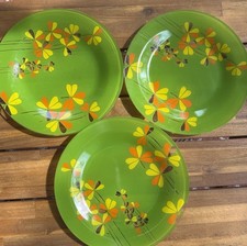 Luminarc 3 Dinner Plates Green  Pop Flower Te...