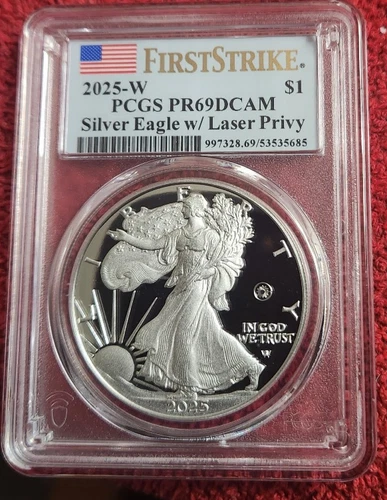 2025 w silver proof American eagle PCGS PR 69 DCAM with laser privy first strike