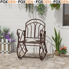 Metal Single Chair 1 Seater Garden Outdoor Rocking Chair Vintage Style Bronze