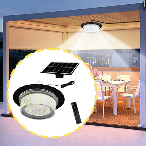 Outdoor Solar Powered Pendant Light 360° Lighting with Remote