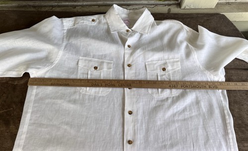 Brooks Brothers White Irish Linen Button Down Shirt Mens Sz L Convertible Sleeve - Picture 5 of 16