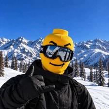 Funny Yellow Block Man Face Mask Windproof Snowboard Balaclava Outdoor Cycling